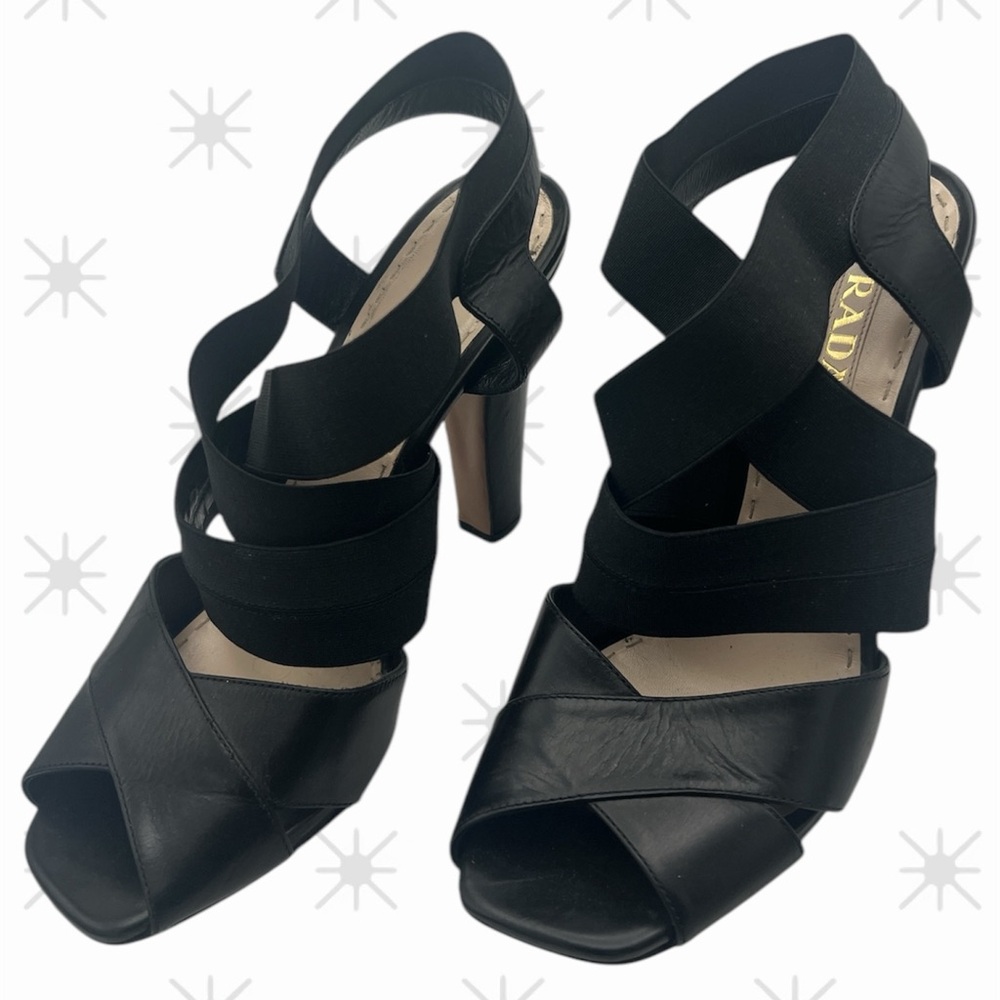Prada Black Heels with Strappy Design